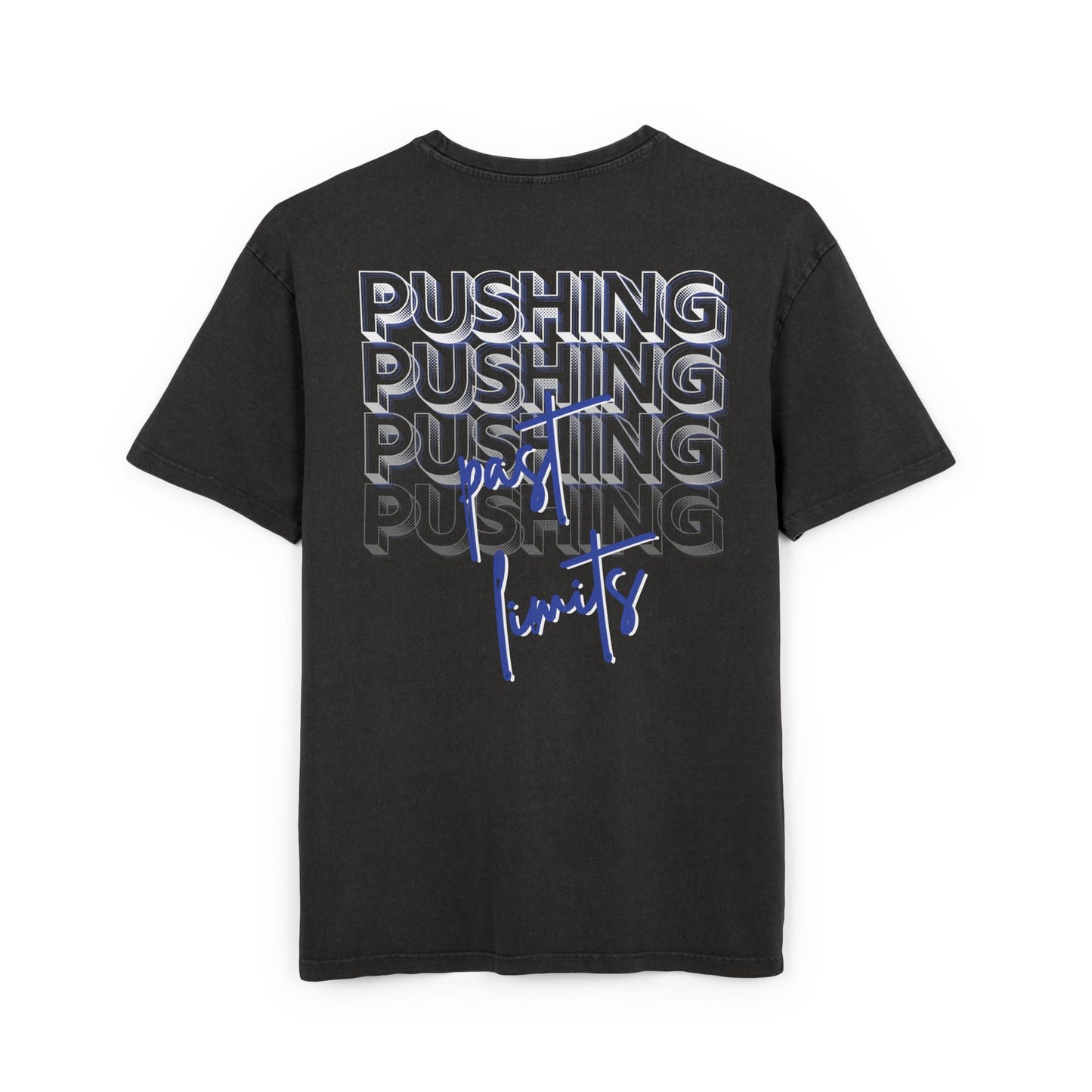 Pushing past limits - blue - Washed Oversized Fit