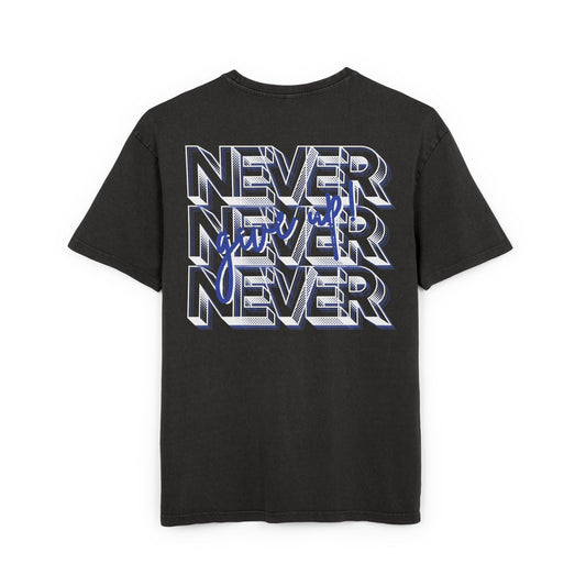 NEVER GIVE UP - blue - Washed Oversized Fit