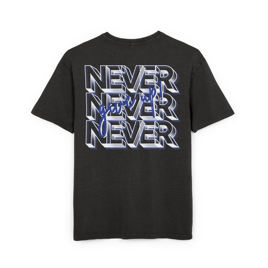 NEVER GIVE UP - blue - Washed Oversized Fit
